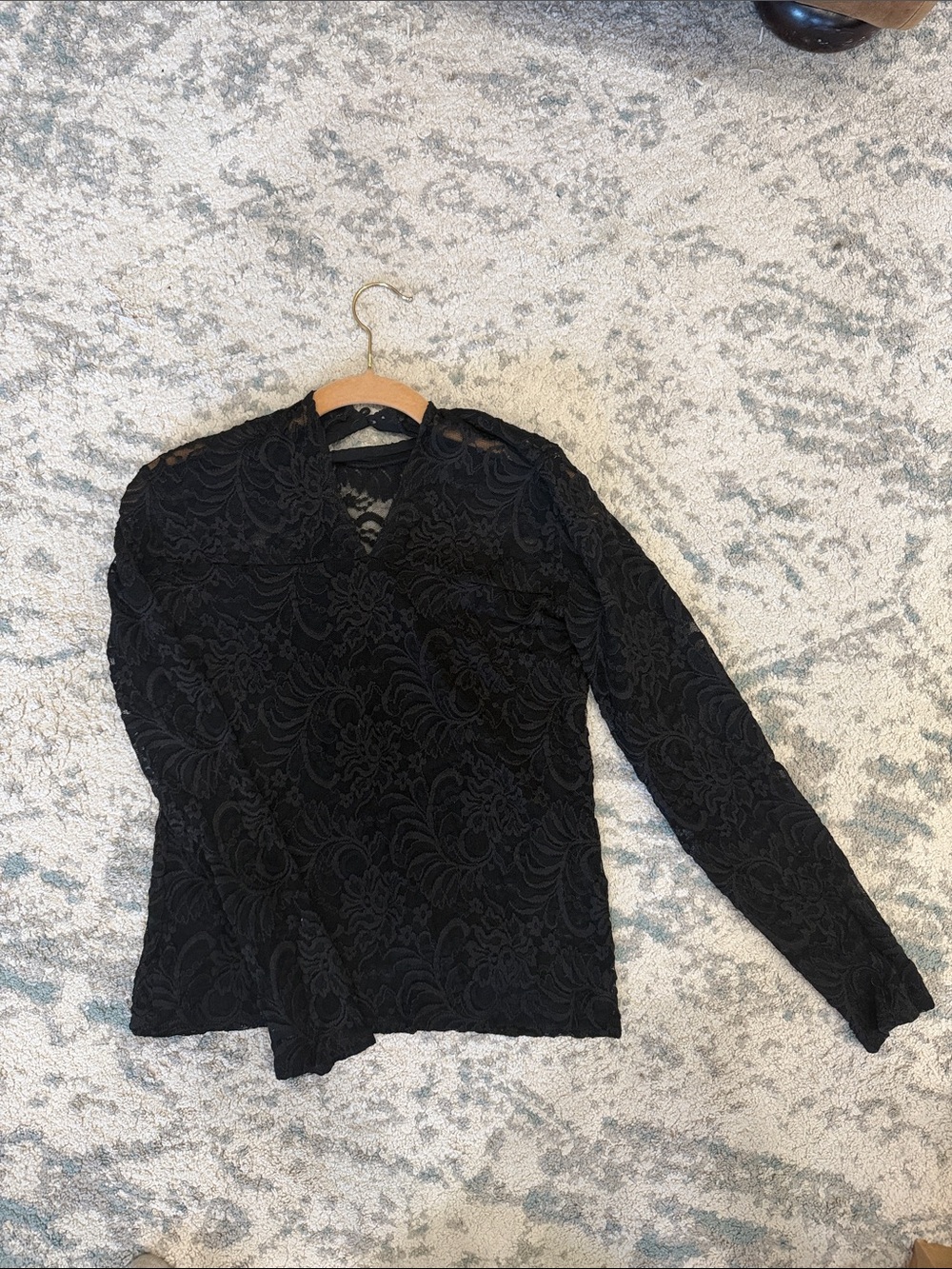 Abercrombie & Fitch Black Lace Long-Sleeve Tee